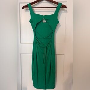 Oh Polly Green Sleeveless Dress with Cutout Design